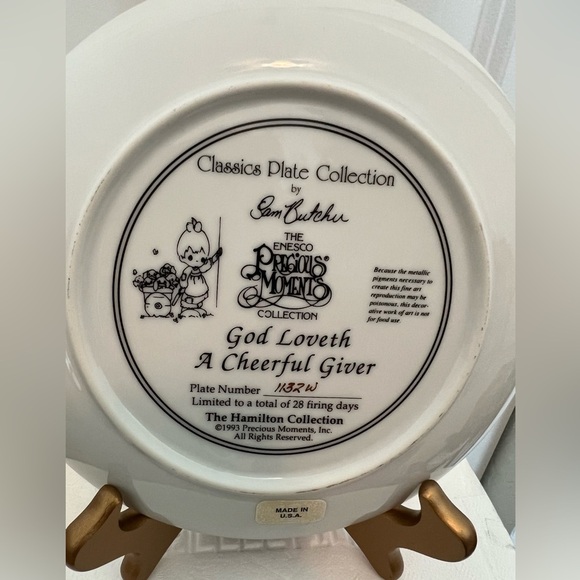 Precious moments God Loveth A Cheerful Giver decorative plate - Picture 4 of 5